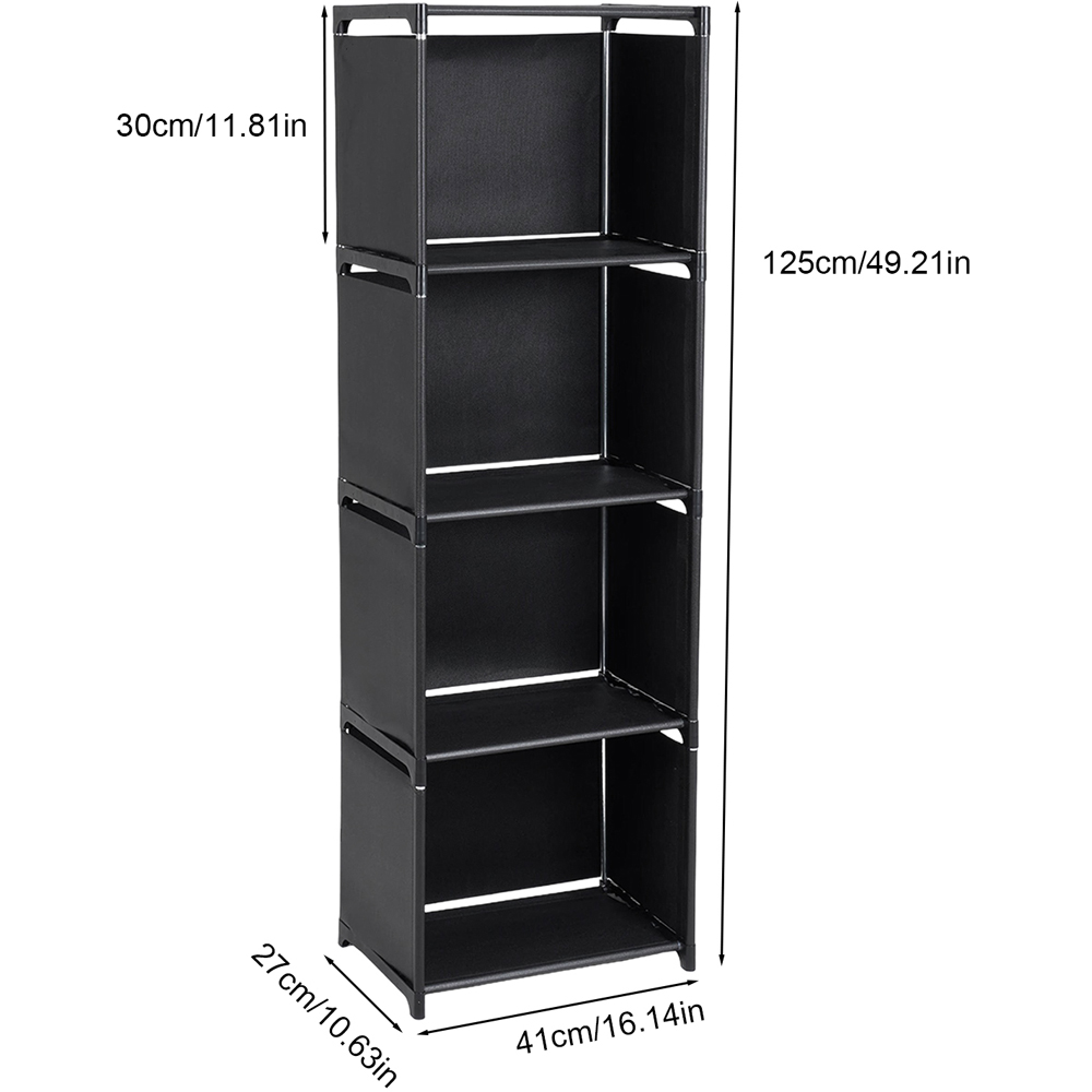 Living and Home 4-Tier Black Storage Shelf with Metal Frame Image 8