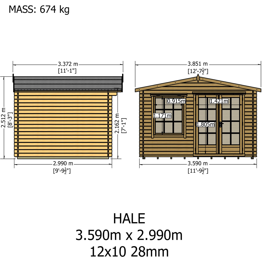 Shire Hale 12 x 10ft Log Cabin Image 9