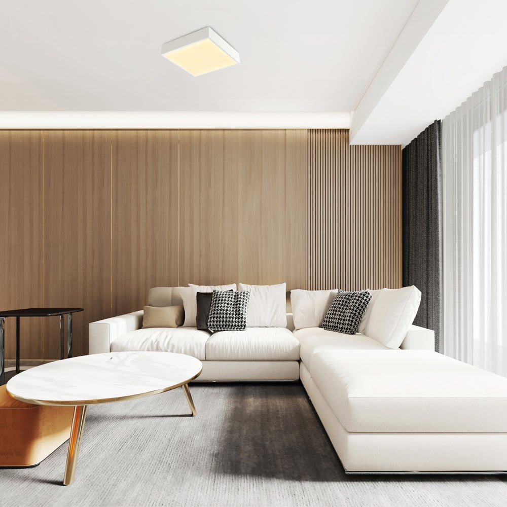 Happy Homewares Matte White Bright LED Flush Square Ceiling Light Image 2