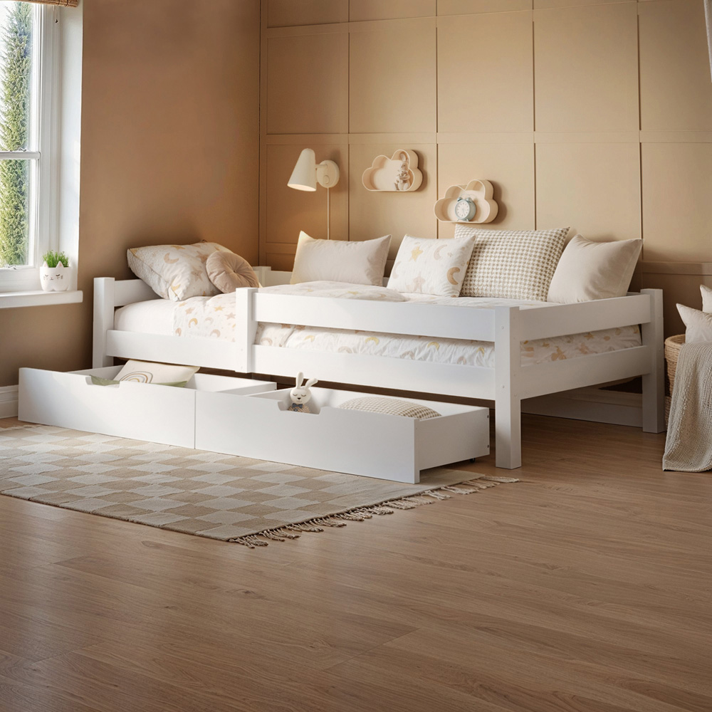 Flair Milo Single White 2 Drawer Wooden Storage Bed Frame Image 4