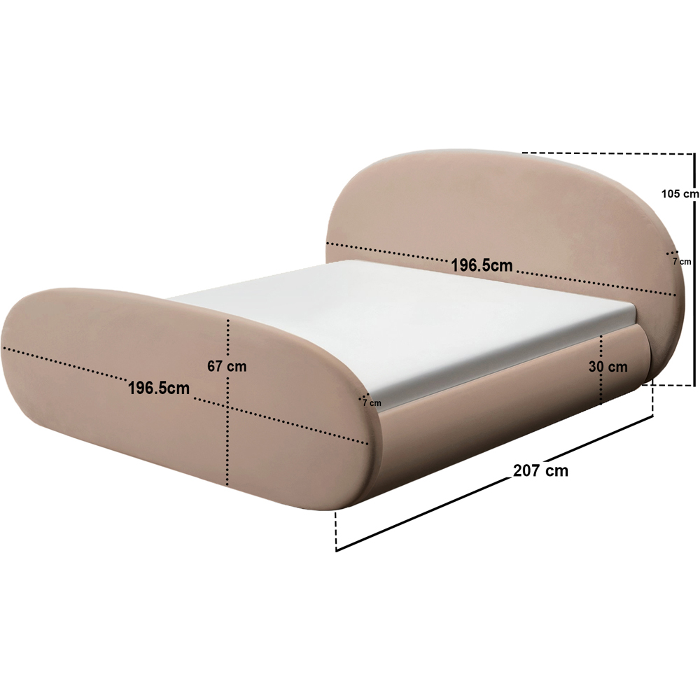 Flair Amos Double Beige Velvet Sidelift Oval Ottoman Bed Image 5