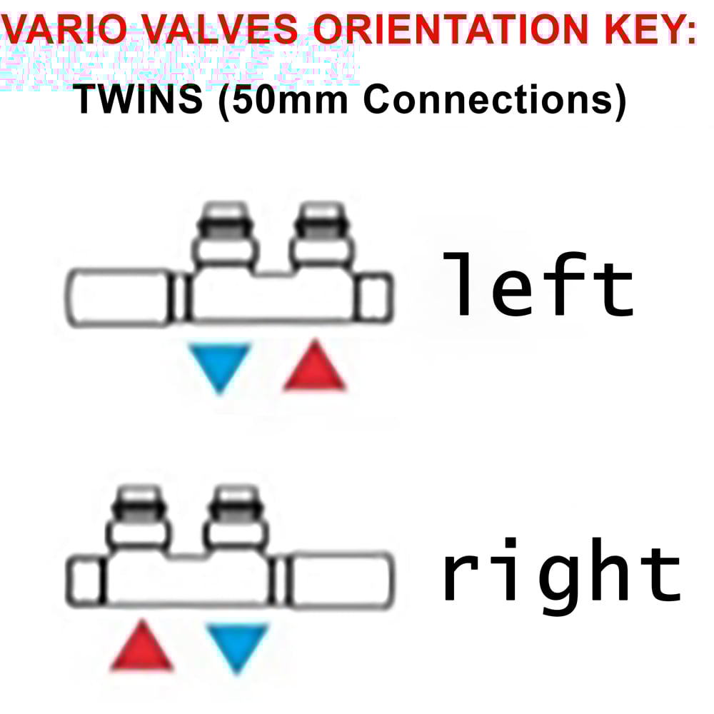 Terma Vario Bright Copper Right Sided Twins Angled Integrated Thermostatic Radiator Valve Set 50mm Image 5