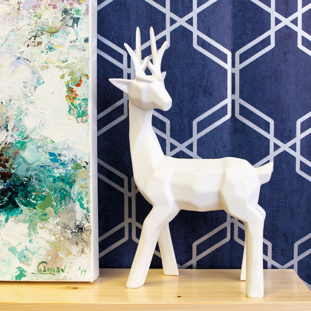 St Helens White Glitter Polyresin Dear Christmas Decoration Image 4