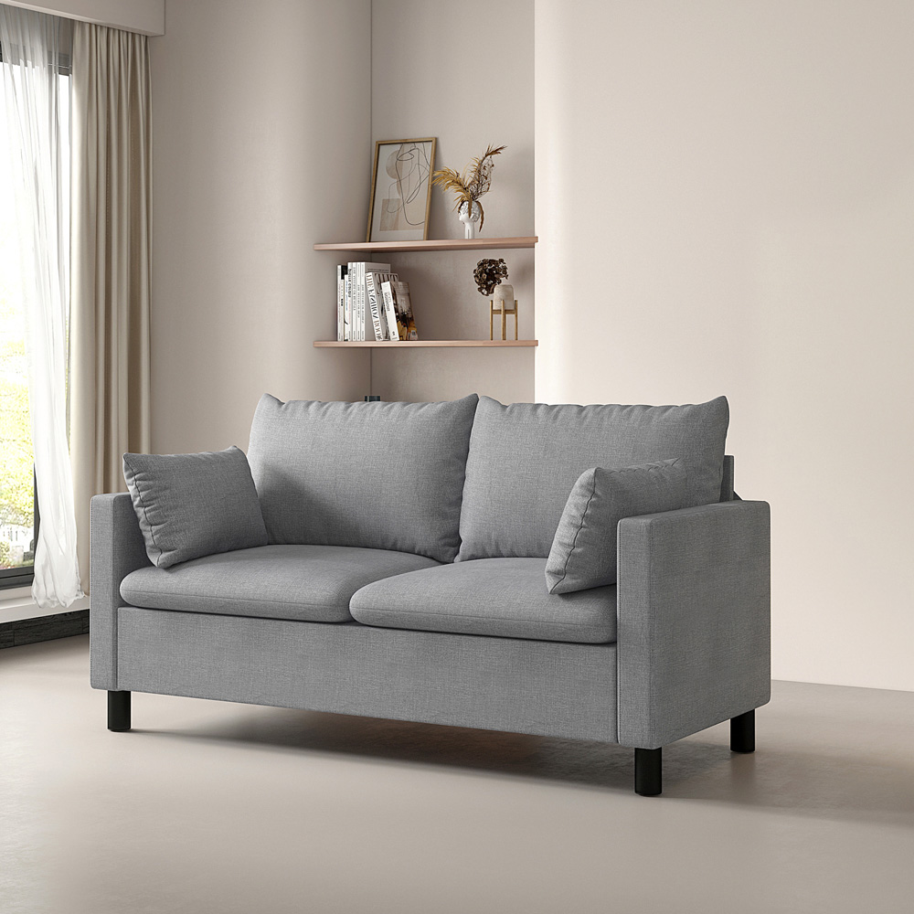 Laura 2 Seater Grey Linen Plush Padded Sofa Image 4