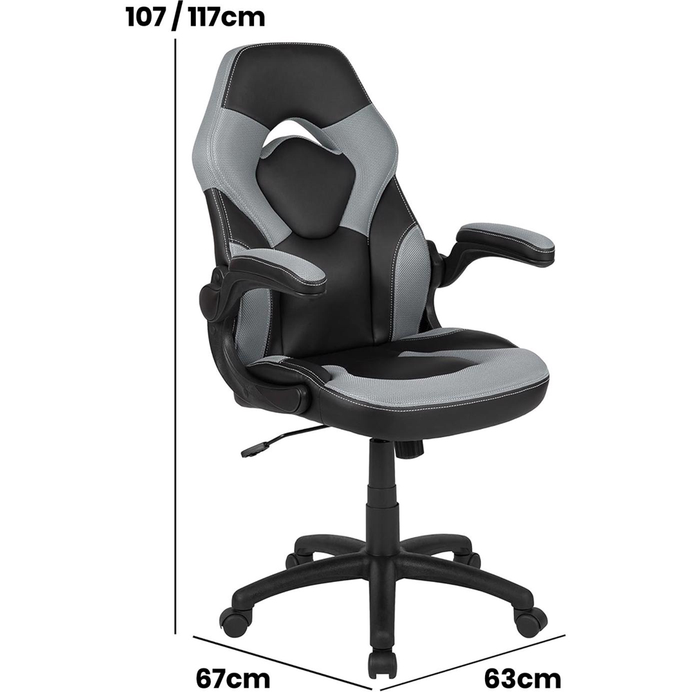 FWStyle X10 Black and Grey Faux Leather Racer Style Gaming Chair Image 6