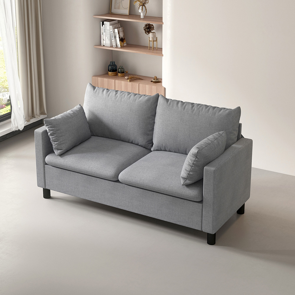 Laura 2 Seater Grey Linen Plush Padded Sofa Image 8