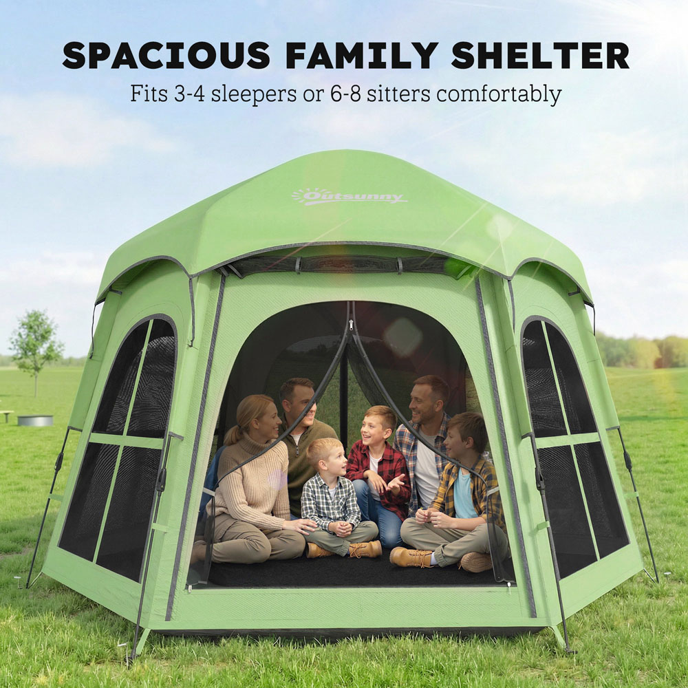 Outsunny 3-4 Person Waterproof Pop-Up Tent Green Image 4