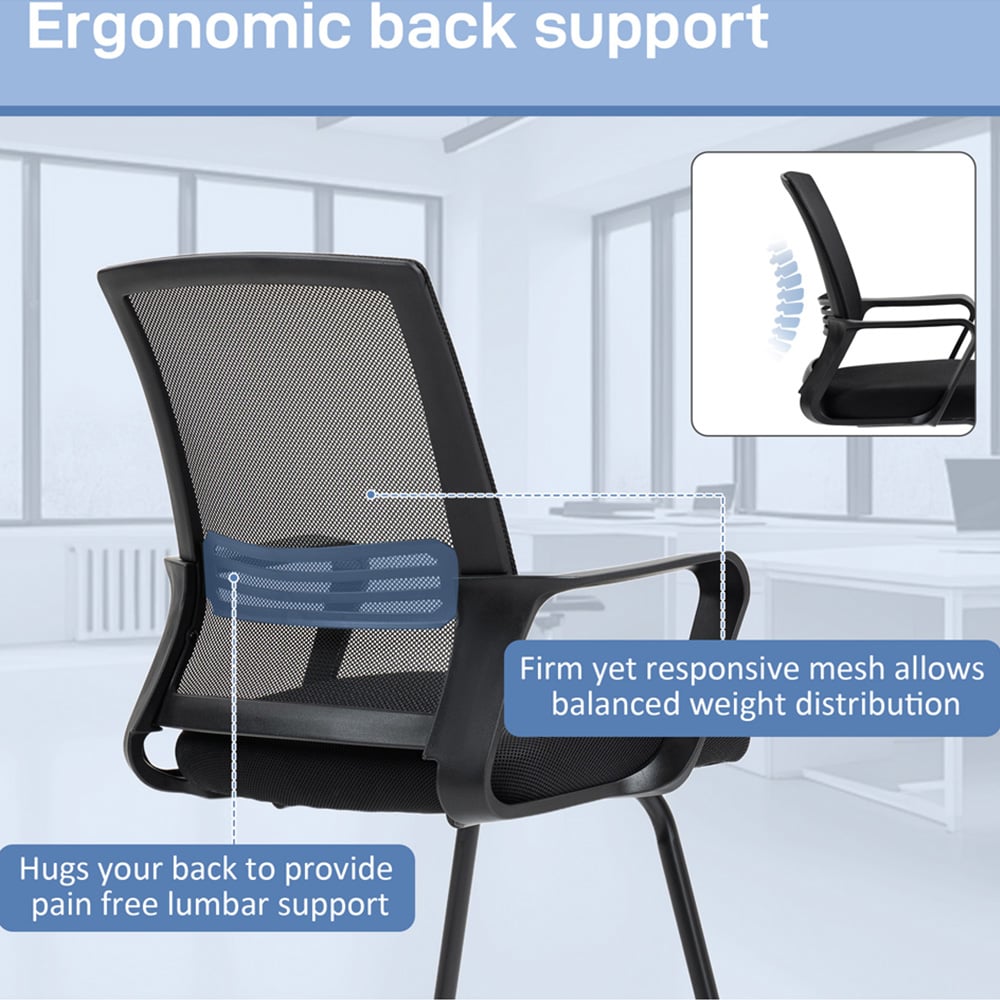 Portland Black Mesh Office Chair with Sled Base Image 4