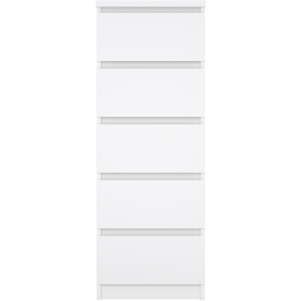 Florence 5 Drawer White High Gloss Narrow Chest of Drawers Image 3