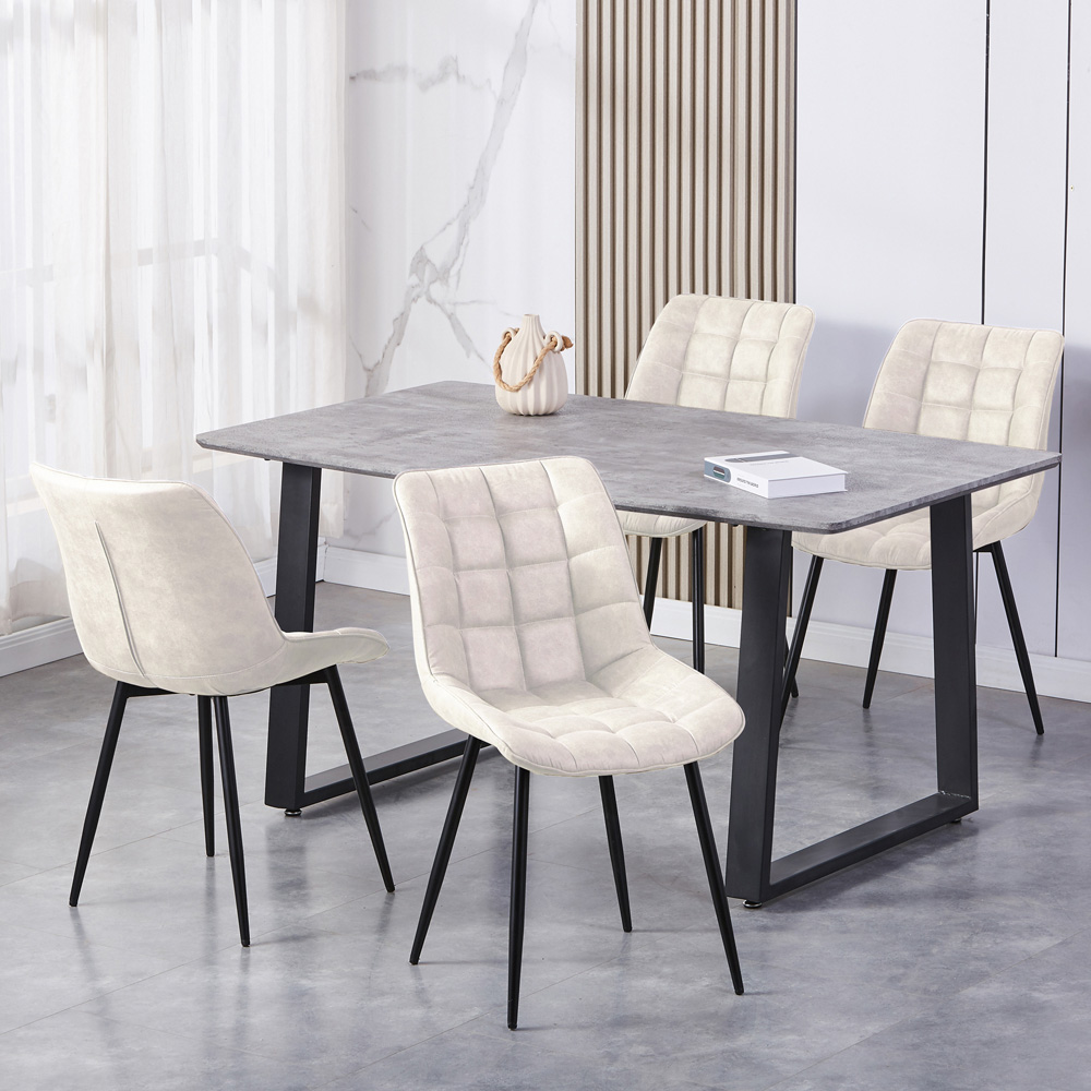 Alba Set of 2 Beige Suede Effect Plush Padded Dining Chairs Image 6