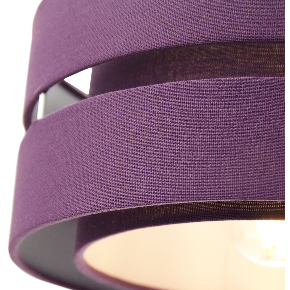 Happy Homewares 3 Tier Purple Linen Fabric Ceiling Pendant Light Shade Image 3