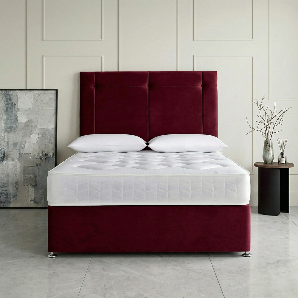 DS Living Kingsley King Size Maroon Plush Divan Bed Image 3