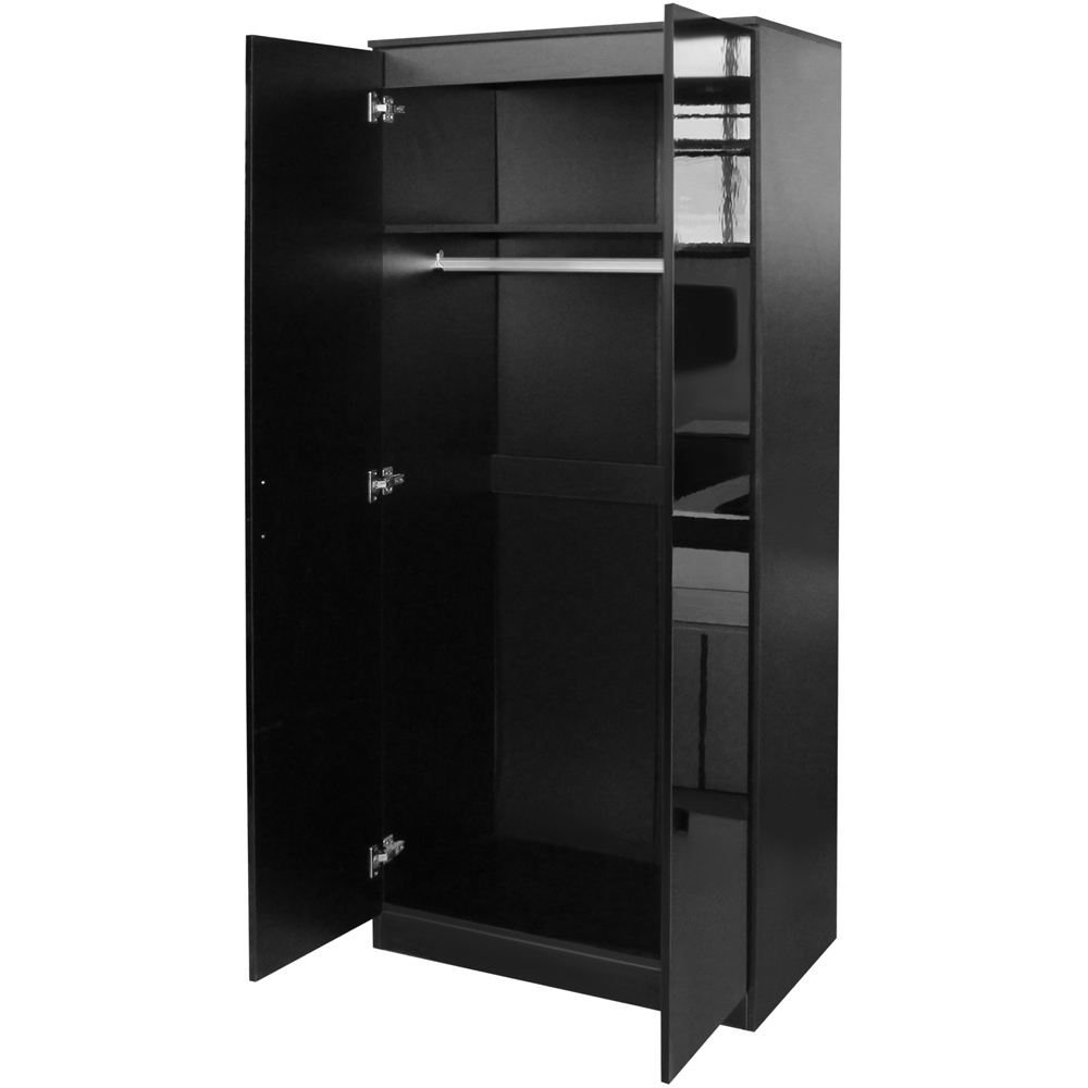 Brooklyn 2 Door Black High Gloss Wardrobe Image 3