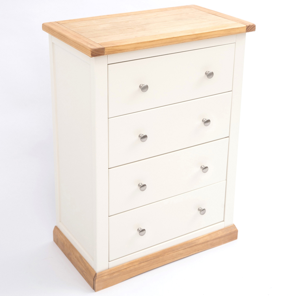 Cabinet Bits Trevi 4 Drawer Off White Chrome Knob Chest of Drawers Image 4