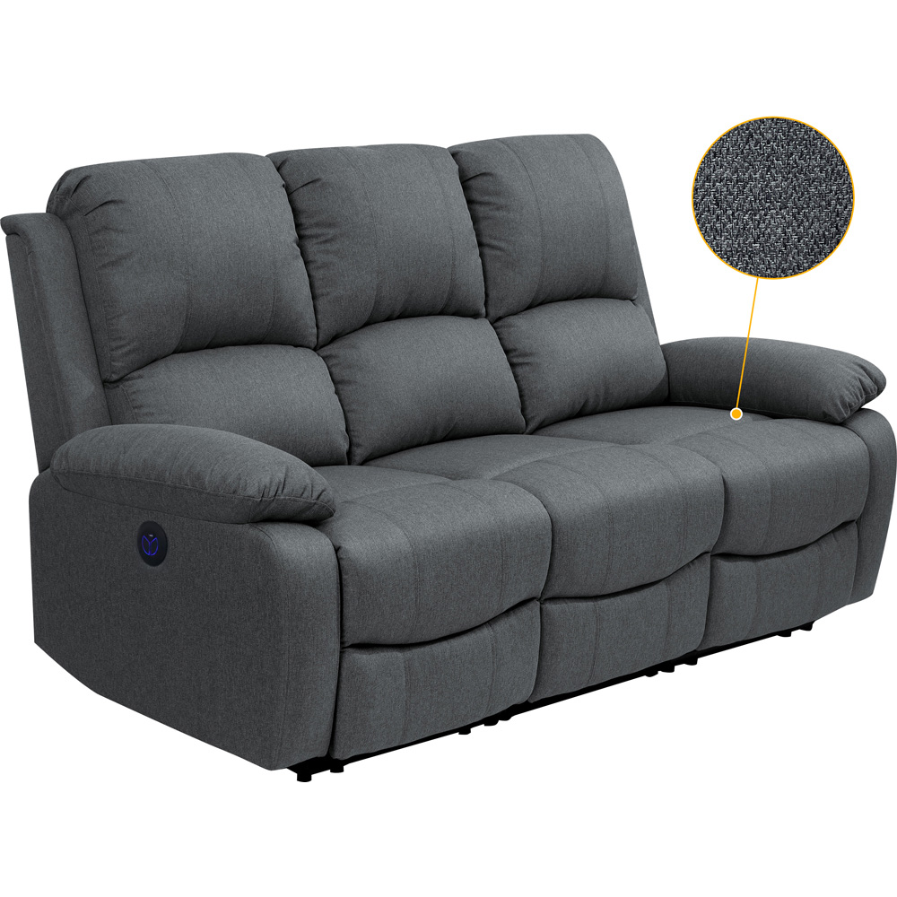 Comfy Living 3 Seater Dark Grey Linen Electric Recliner Sofa Image 5