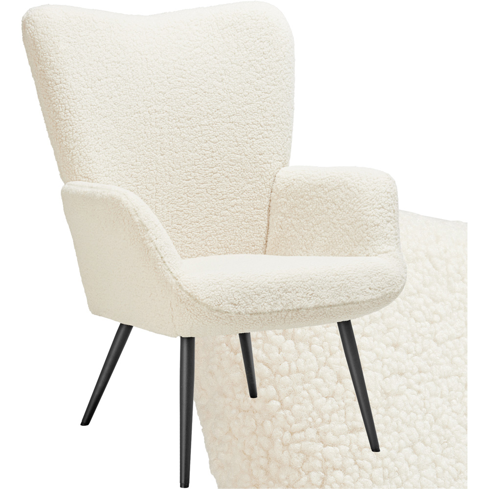 tectake Hygge Cream and Black Boucle Padded Armchair Image 2