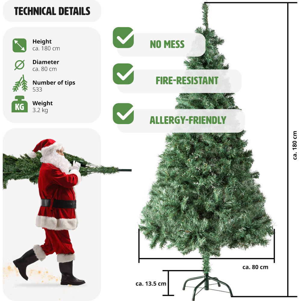 tectake Natural Fir Look Artificial Christmas Tree with Stand 6ft Image 9