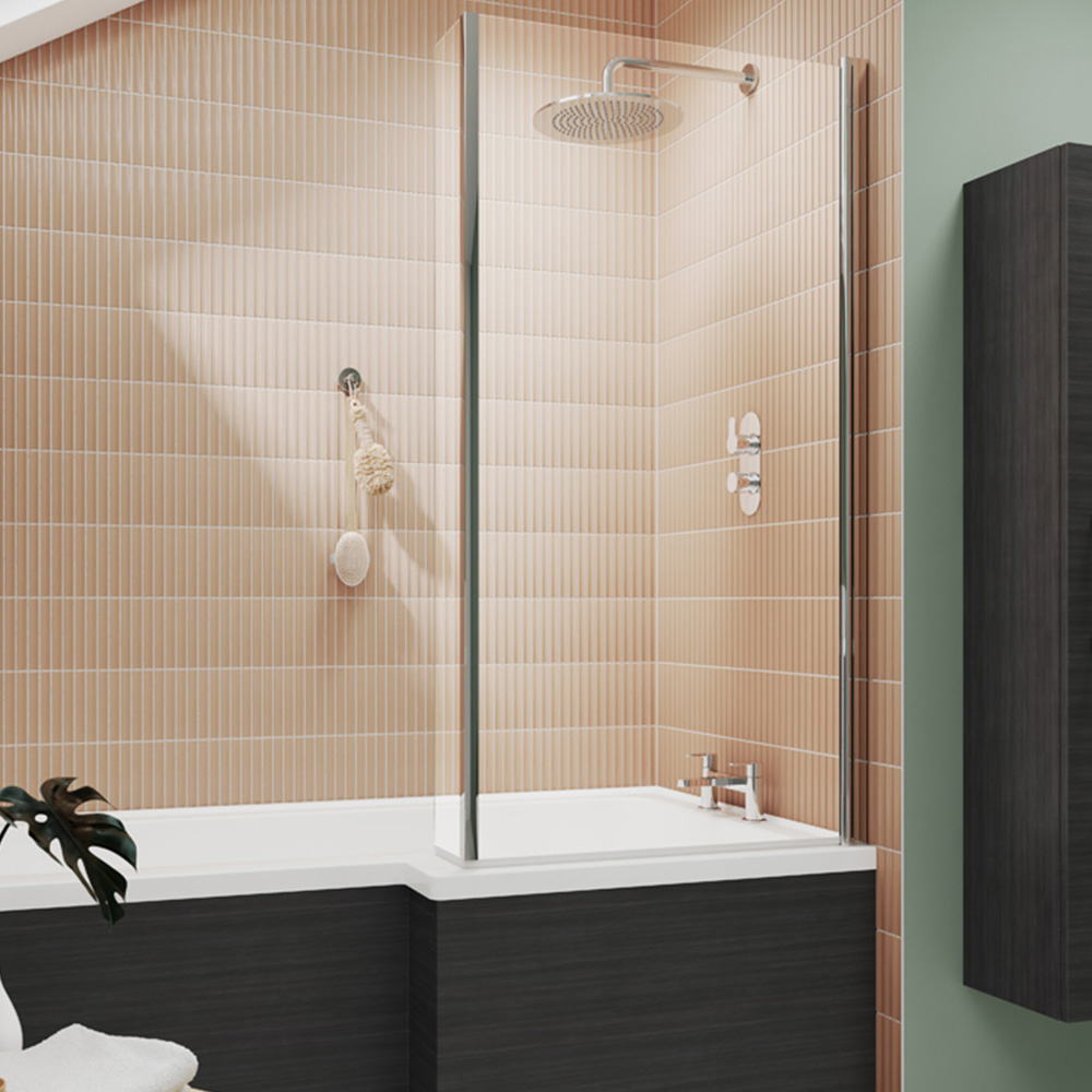 nuie Chrome Quattro Square Shower Bath Screen 6mm Image 2