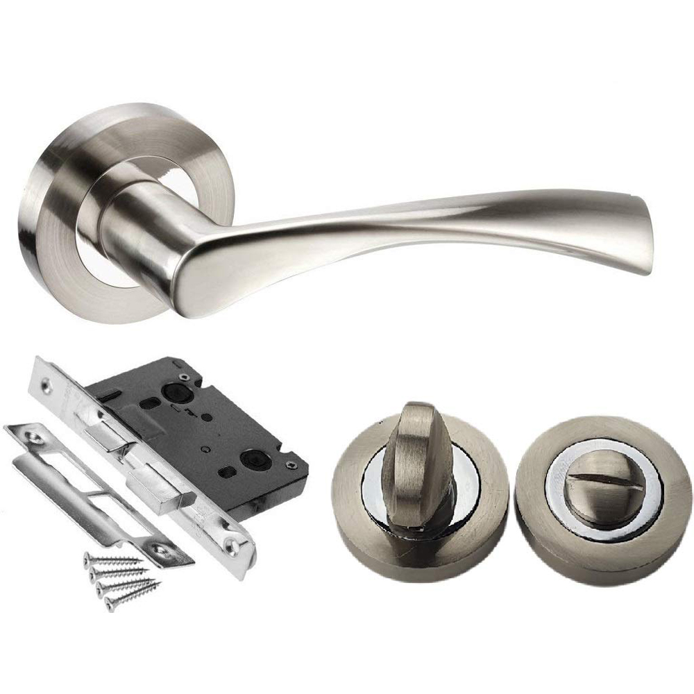 Golden Grace Duo Chrome Astrid Bathroom Door Handle Set Image 2