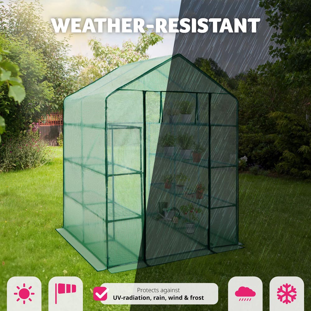 tectake 16 Shelf 4.7 x 4.7ft Greenhouse with Tarpaulin Cover Image 8