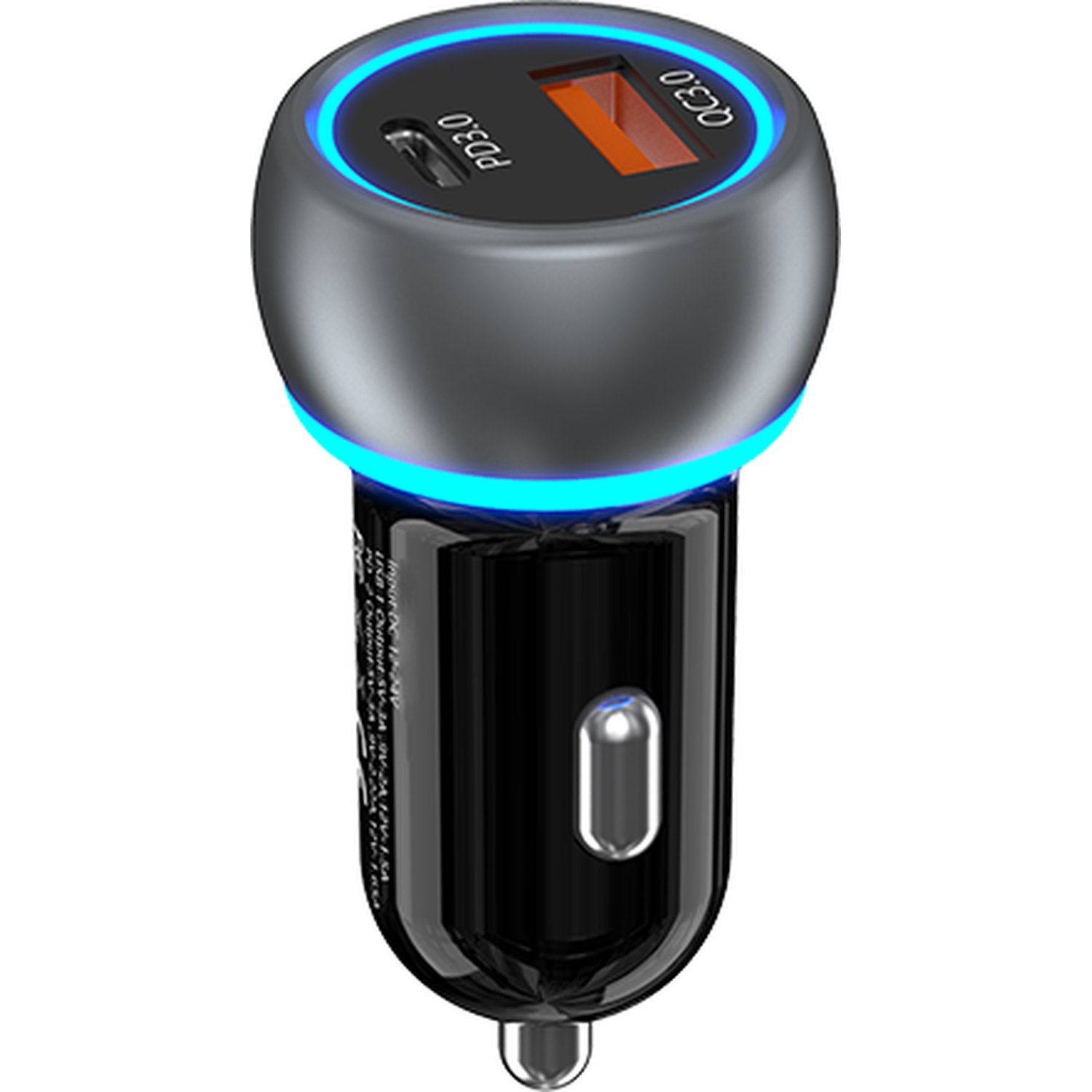 Light Up Duel Car Charger - Black Image 2