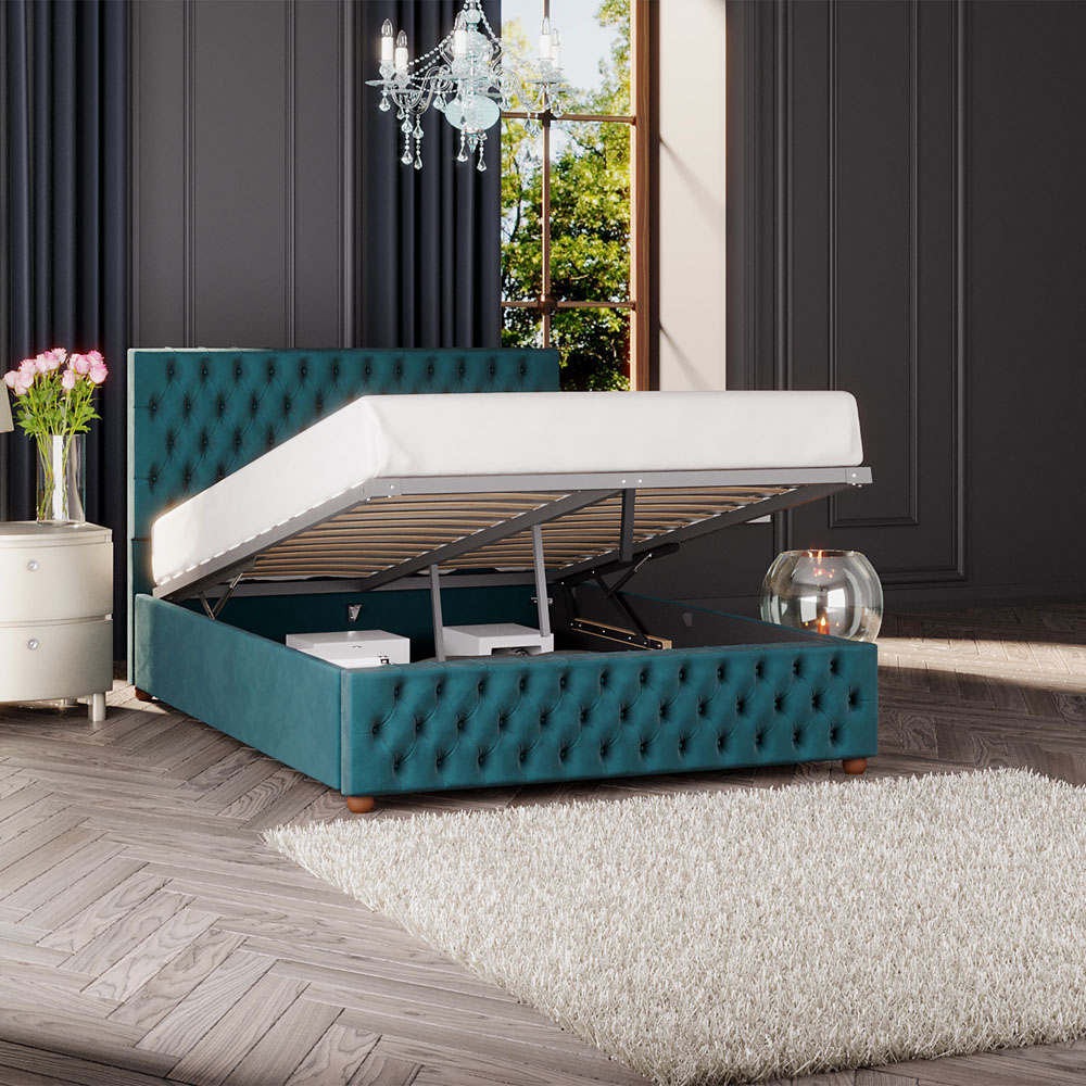 Laurence Llewelyn Bowen Seren Super King Size Emerald Plush Velvet Ottoman Bed Image 2