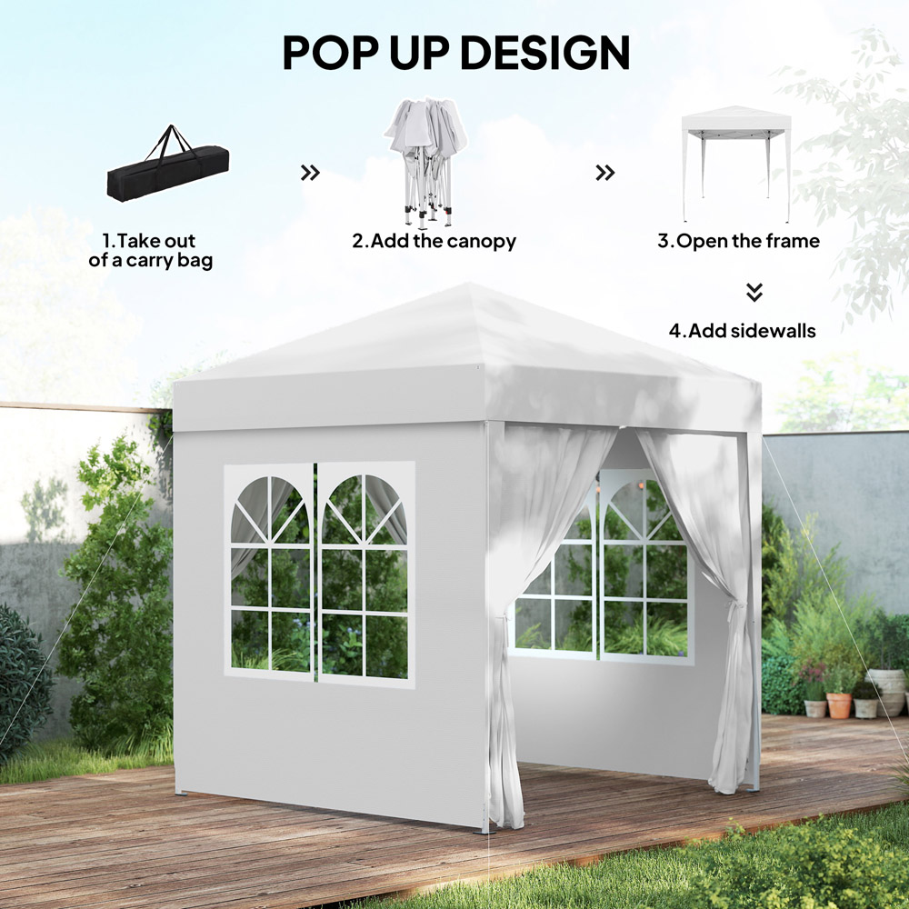 Outsunny 2 x 2m White Marquee Pop Up Gazebo Party Tent Image 7