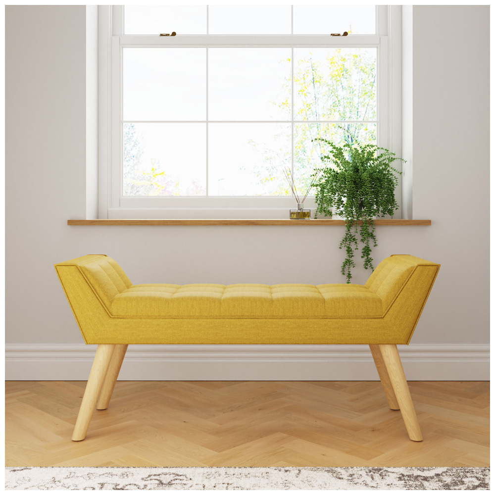 GFW Milan Mustard Yellow Ottoman Window Seat Image 6