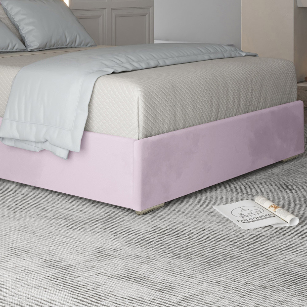 Tammy Super King Size Pink Soft Velvet Upholstered Metal Bed Frame with Panelled Headboard Image 4