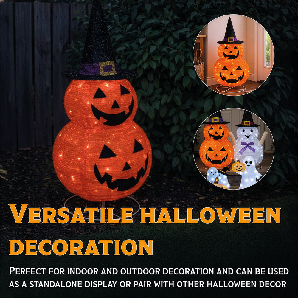 FXLab 45 Warm White LED Foldable Pumpkin Halloween Decoration 80cm Image 5