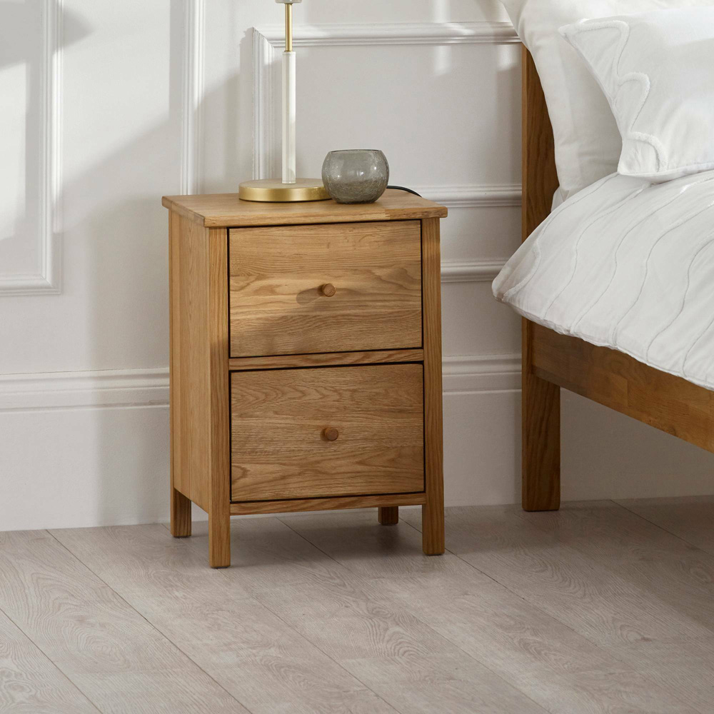 Julian Bowen Coxmoor 2 Drawer Oak Bedside Table Image 9