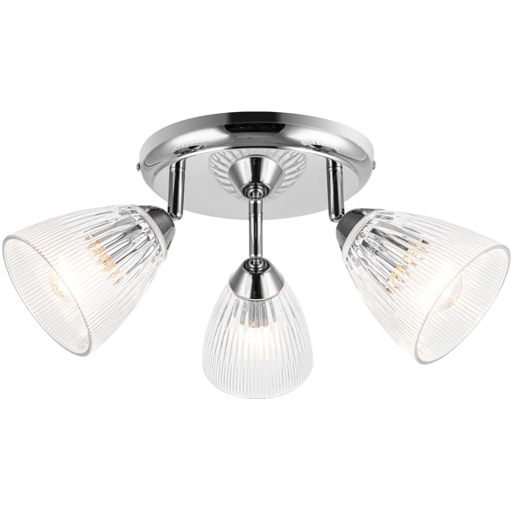 Cosylyte Athella Bathroom 3 Light Modern Ribbed Glass Spotlight Image 3