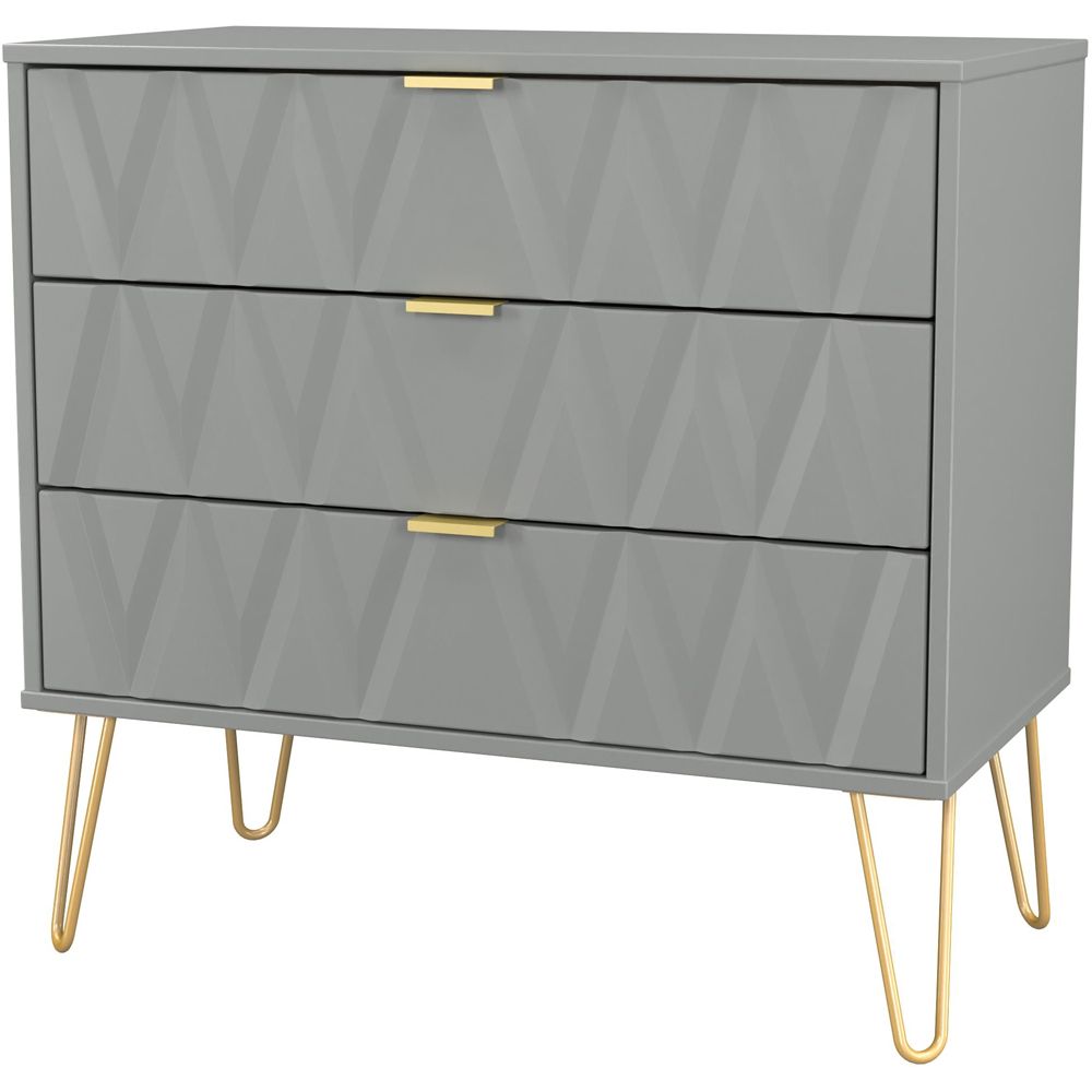 Crowndale Diamond 3 Drawer Dusk Grey Chest of Drawers Ready Assembled Image 2