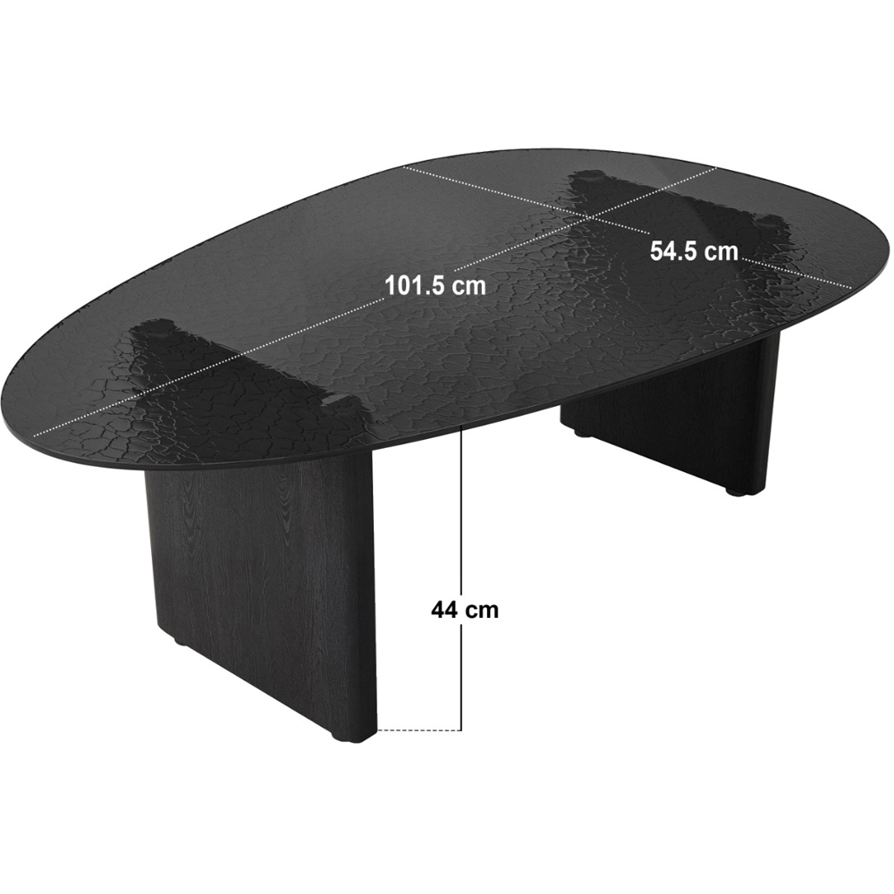 SOLACE+CO Emil Black Glass Oval Coffee Table Image 5