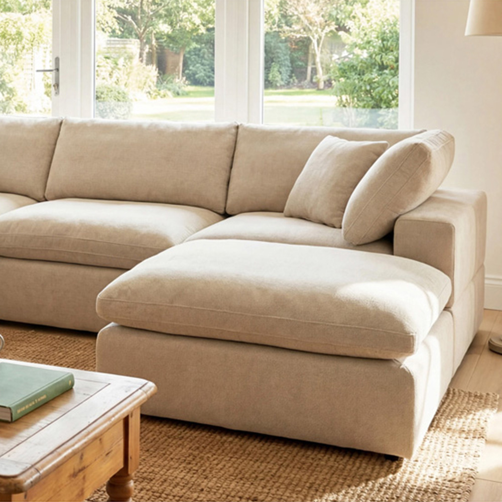 Artemis Home Cotleigh 5 Seater Oat Textured Fabric U-Shaped Corner Sofa Image 2