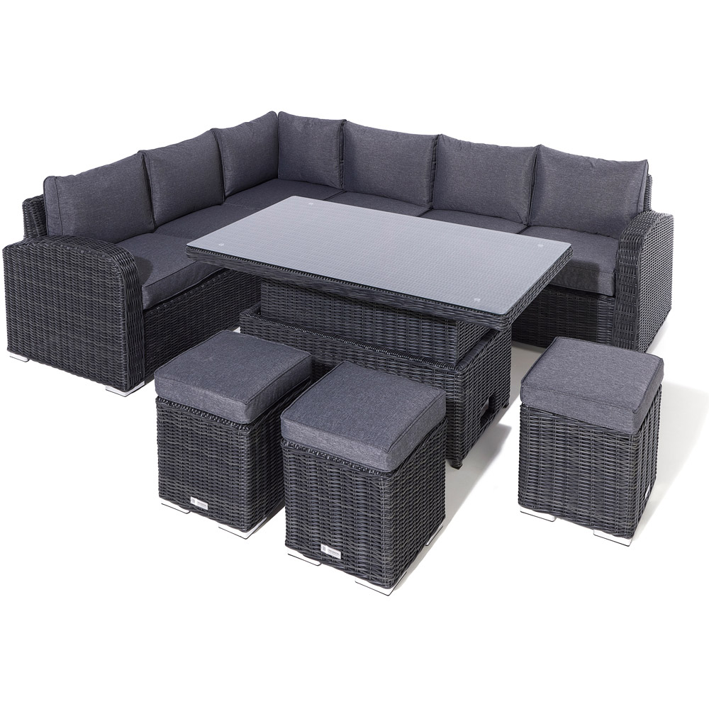 Rowlinson Thornbury 9 Seater Rattan Weave Corner Adjustable Sofa Dining Set Grey Image 2