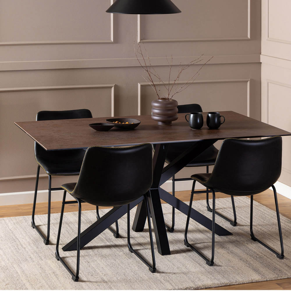 Florence Heaven 6 Seater Ceramic Dining Table Rusty Brown Image 9