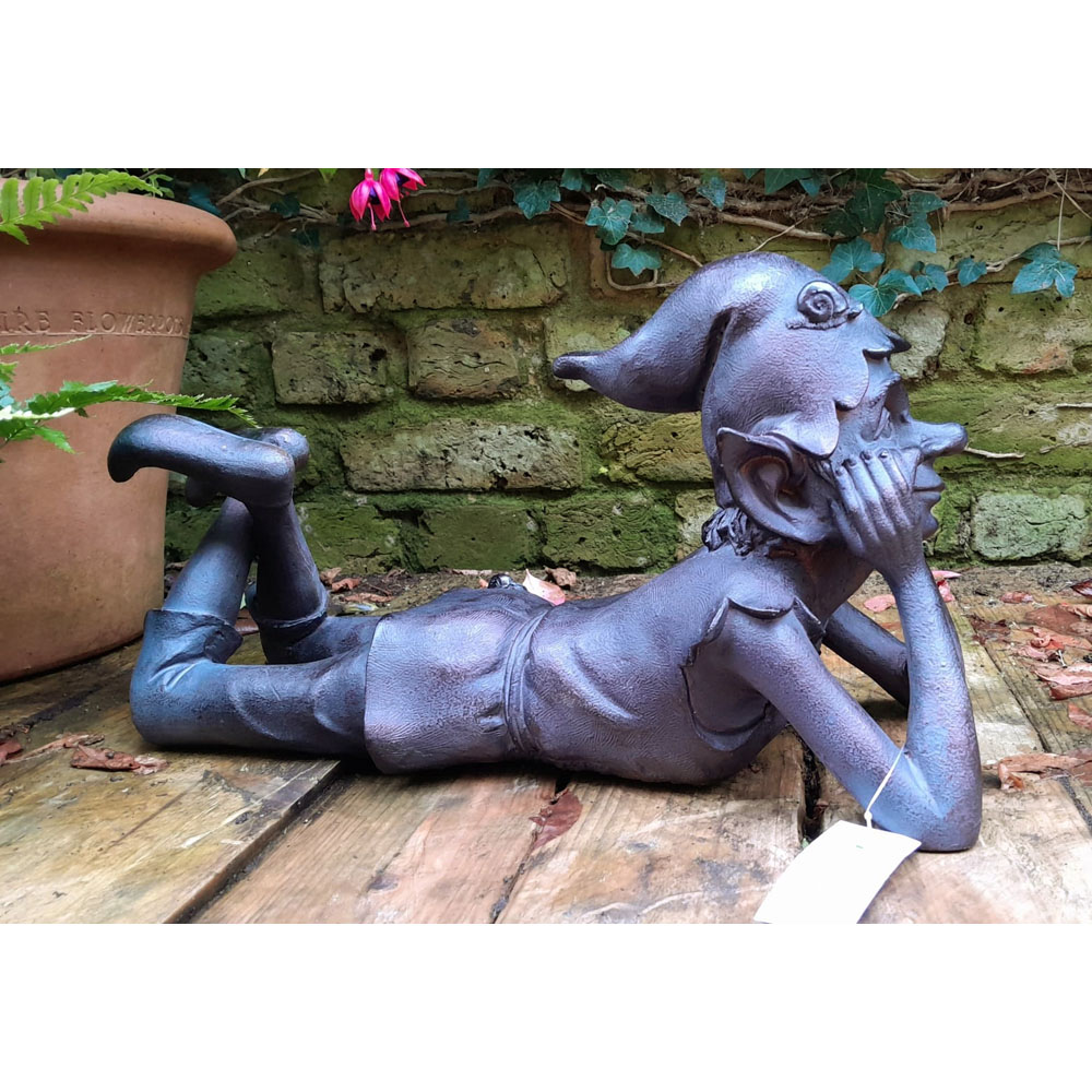 Inspirational Gifting Pixie Laying Polystone Resin Garden Ornament Image 3