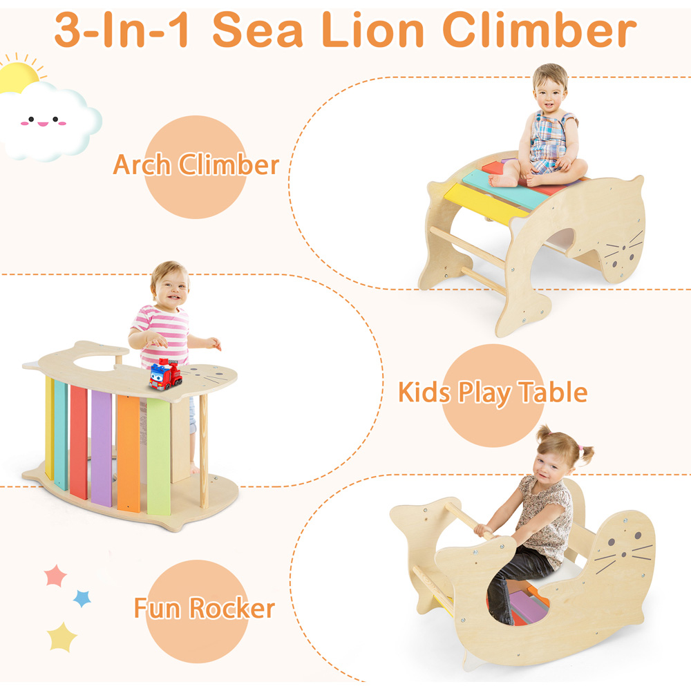 Costway Multicolour Kids 7 in 1 Wooden Foldable Indoor Climbing Toy Image 5
