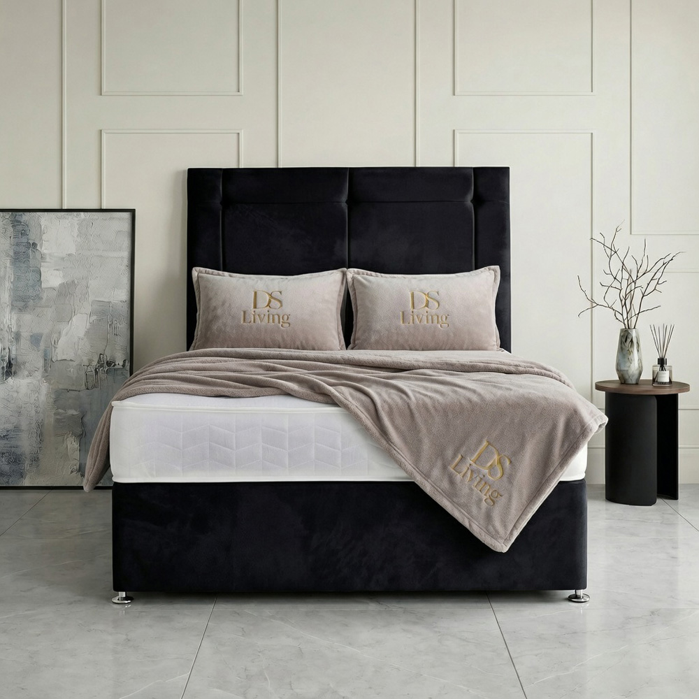 DS Living Kingsley Double Black Plush Divan Bed Image 4
