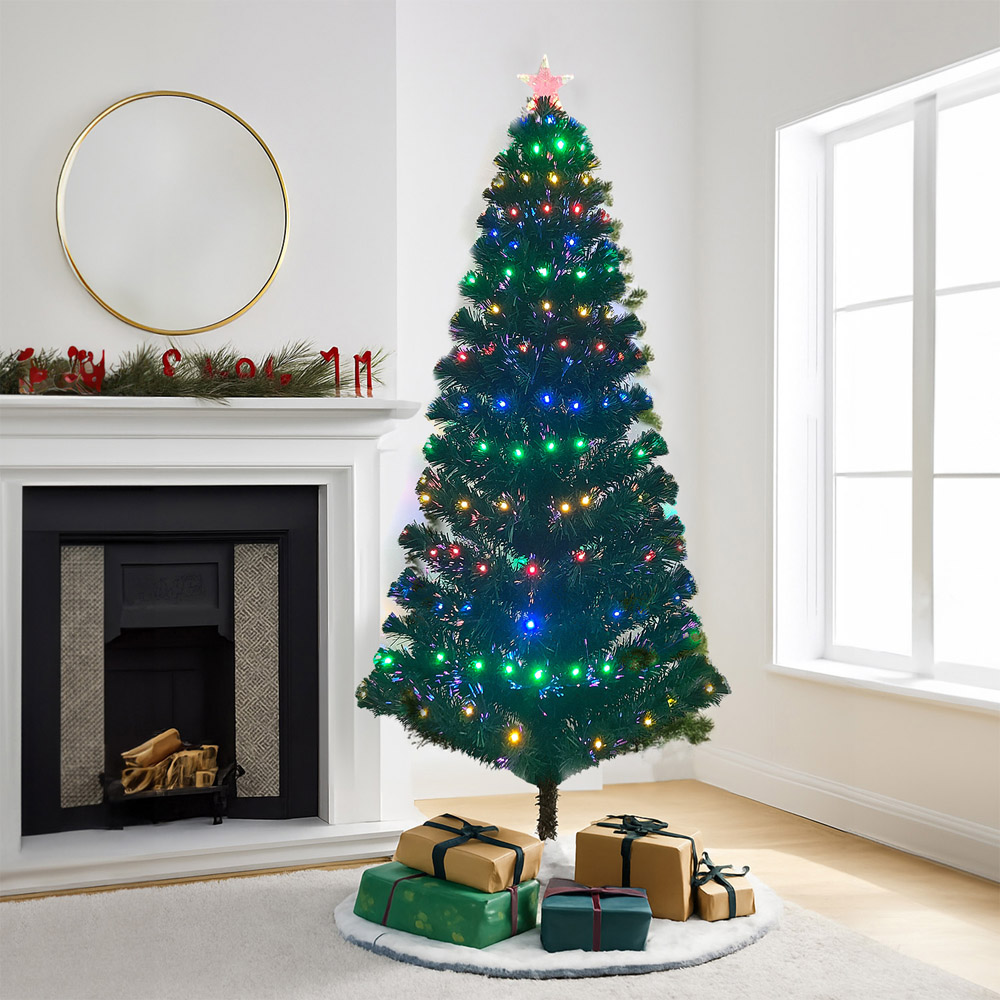 Noel Square Pre Lit LED Green Artificial Xmas Tree 4.9ft Image 2