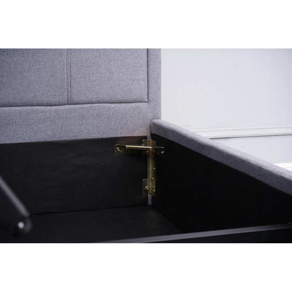 Portland Single Grey Fabric Ottoman Bed with Mattress Image 4