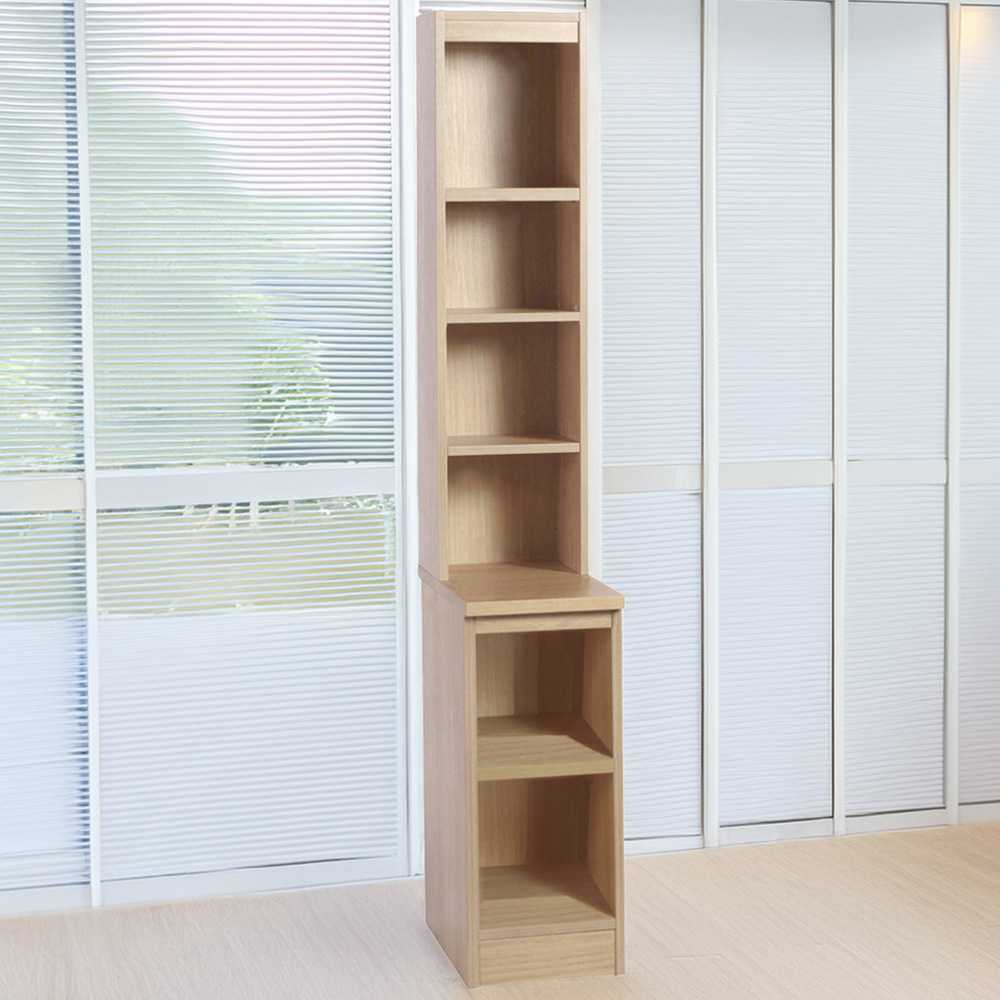 R White Cabinets 6 Shelf Brown Desk Height Bookcase with Hutch Image 1