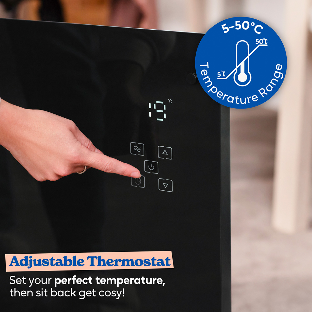 Russell Hobbs Black Smart Wi-Fi Glass Panel Heater with Attachable Feet and Remote 2000W Image 7