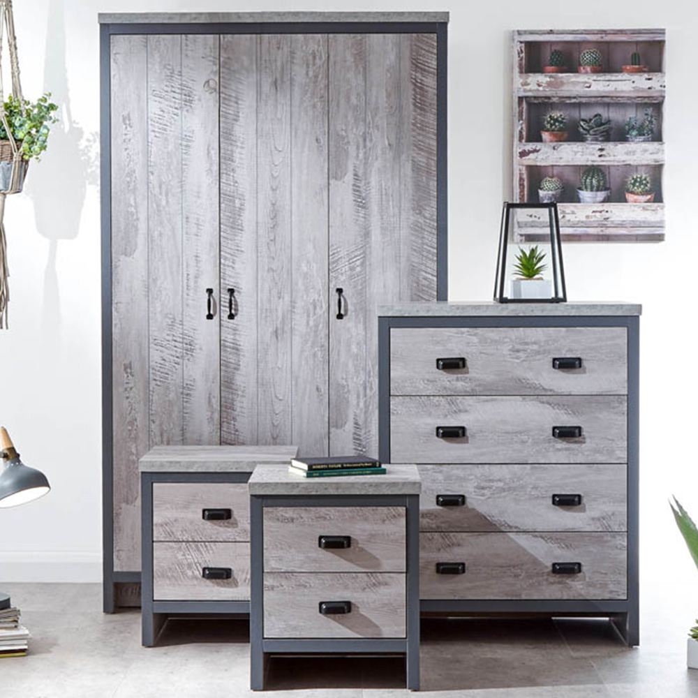 GFW Boston Grey 4 Piece Bedroom Furniture Set Image 1