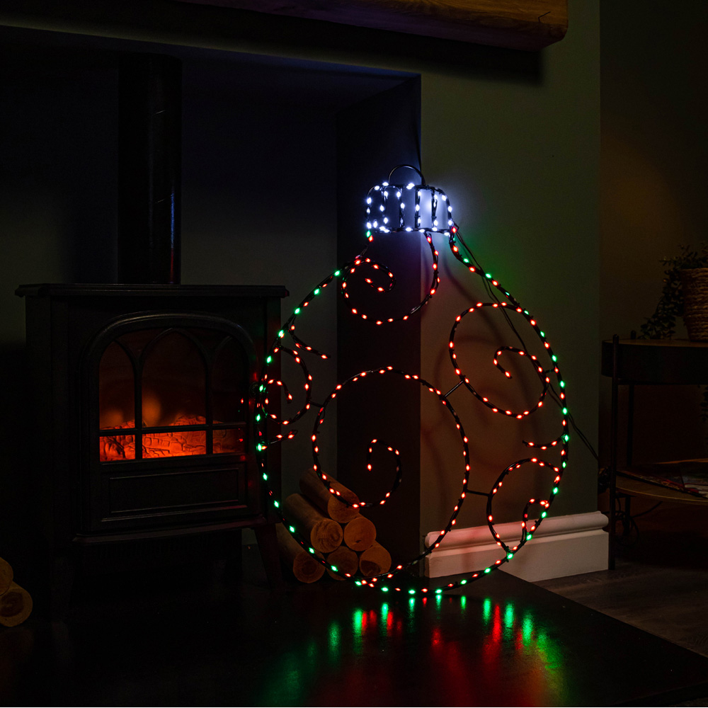 Samuel Alexander Red Green and White LED Metal Christmas Bauble 78cm Image 5