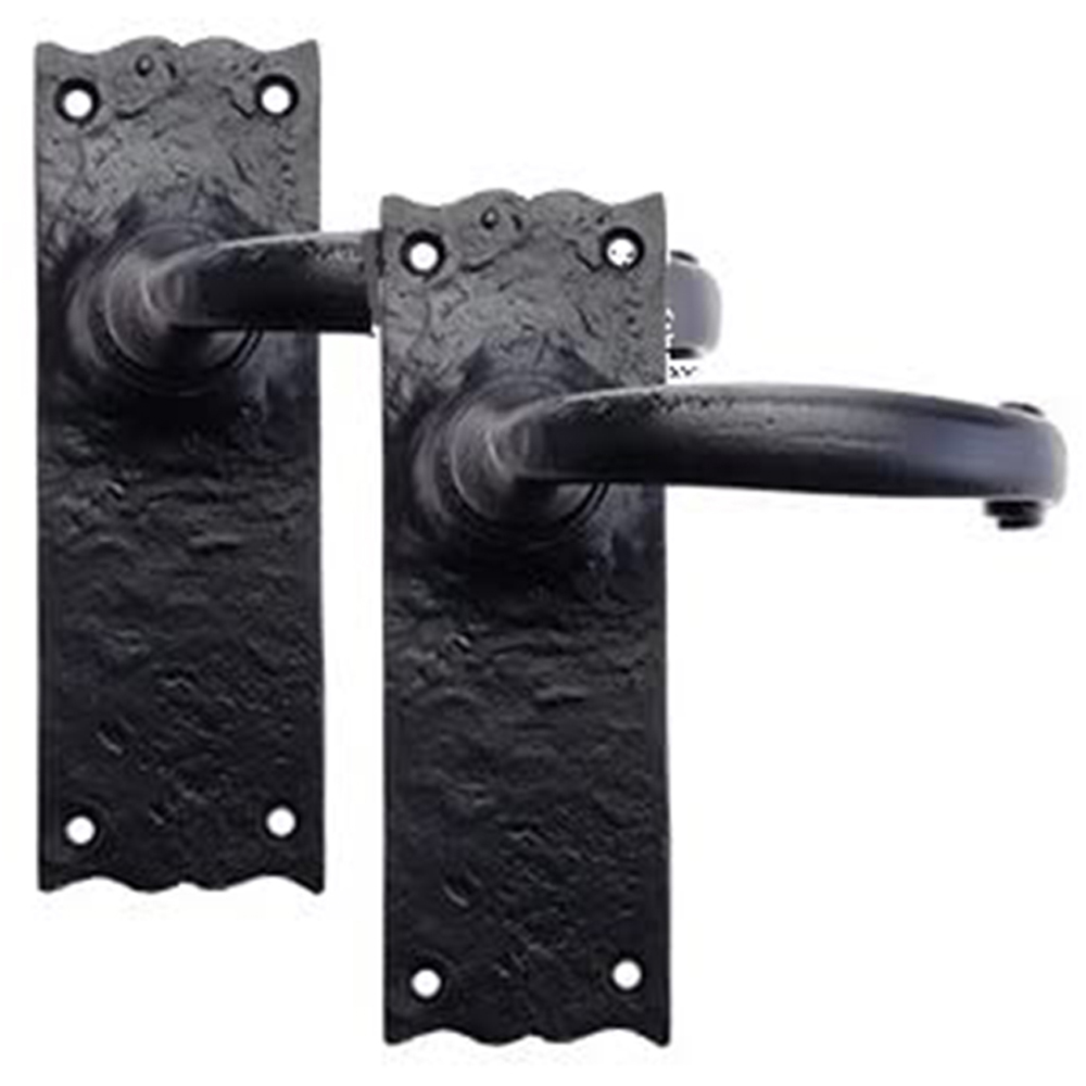 Golden Grace Black Antique Plain Design Door Handle Latch Pair 150 x 52mm Image
