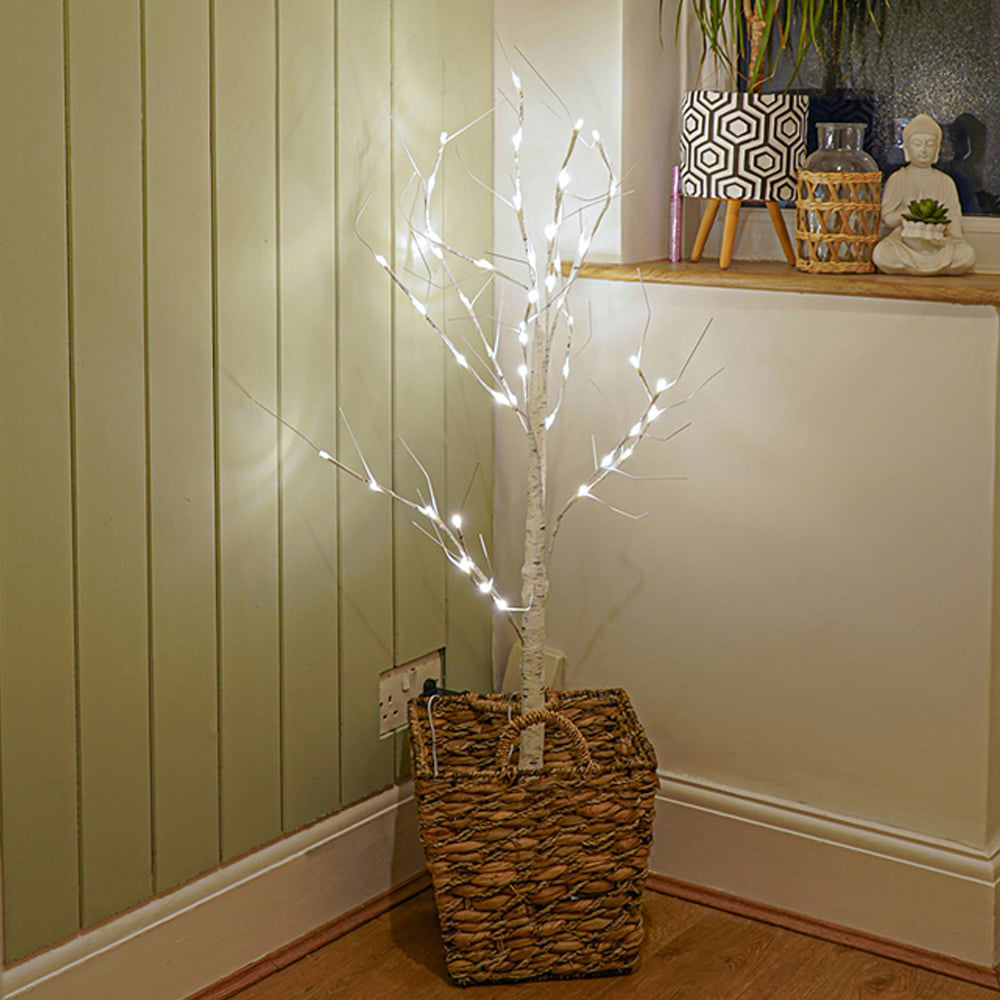 St Helens Cool White 48 LED Birch Tree 4ft Image 2