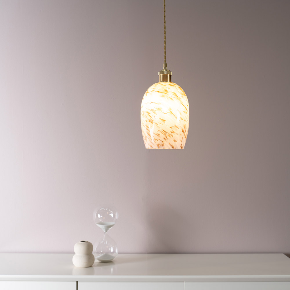ValueLights India White Gold Confetti Glass Pendant Shade Image 2
