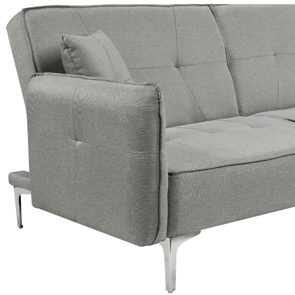 Comfy Living 3 Seater Grey Linen Sofa Bed with 2 Cushions Image 5